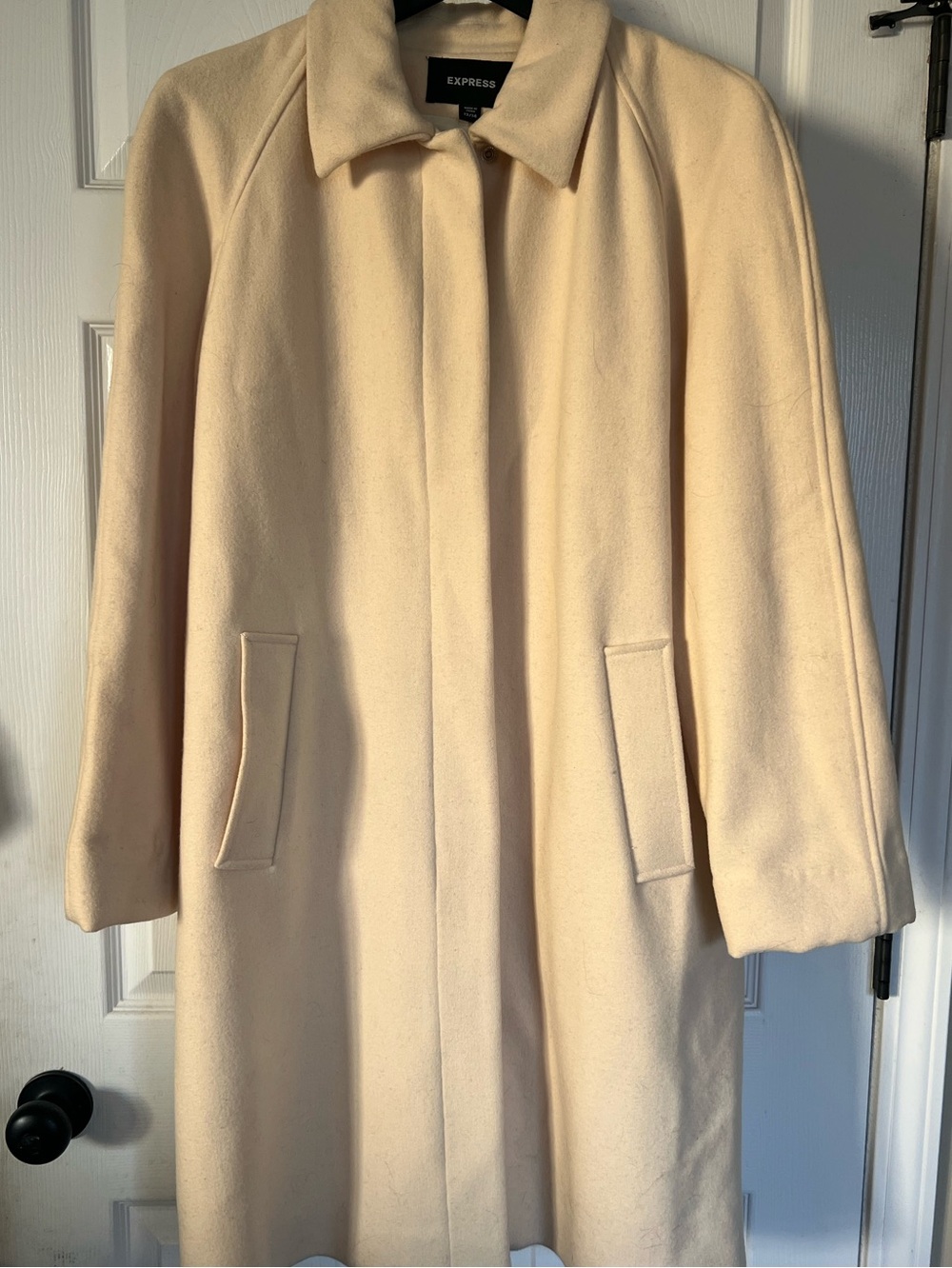 VTG 90s Y2K Express Cream Wool Blend Coat M Like New Minimalist Car Coat Jacket